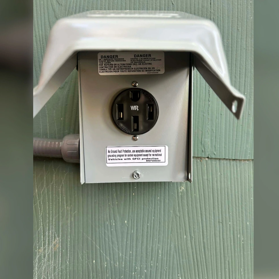 Electrical Troubleshooting in Chico, CA 50 amp weatherproof gfci protected outlet installed to power tiny home by stones electric in chico ca